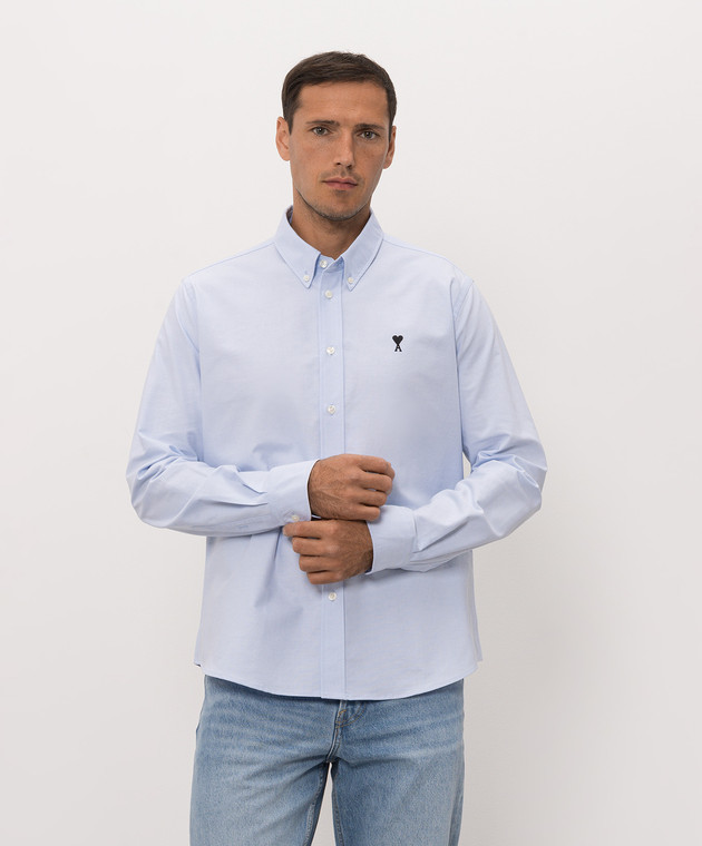 Ami Paris Блакитна сорочка з вишивкою USH878CO0031m зображення 3