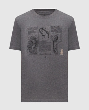Brunello Cucinelli Серая футболка с принтом M0B138517