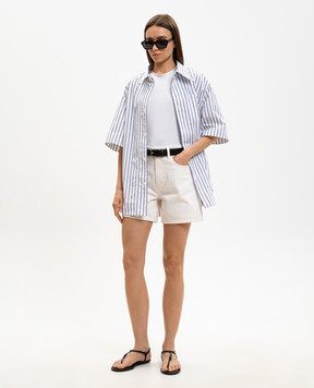 Ami Paris Біла сорочка в смужку з емблемою USH809CO0220