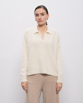 Demiur Белый свитер шерстью альпаки с воротником-поло ALP102