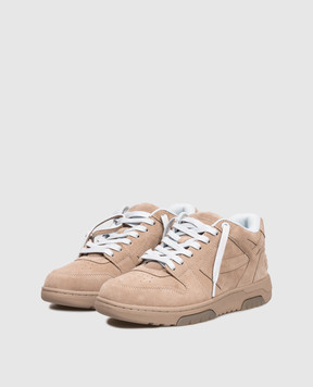 Off-White Коричневые замшевые кроссовки Out Of Office с логотипом OMIA189F25LEA009