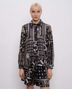 Momoni Черная блуза ARLES из шелка MOSH001MO01