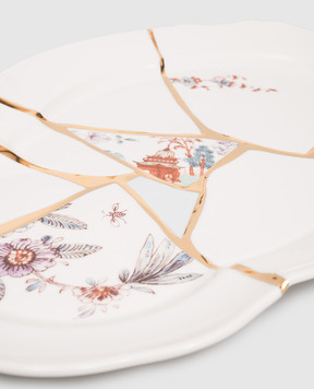 SELETTI Білий порцеляновий піднос Kintsugi з позолотою 09655