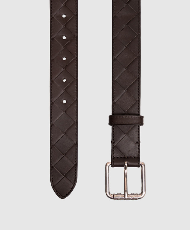 Bottega Veneta Коричневый кожаный ремень Intrecciato 855892VCPQ4 изображение 3
