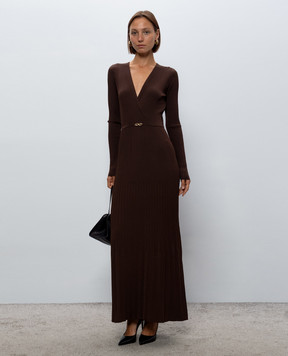 Twinset Коричневое платье с плиссированием 262TT3450