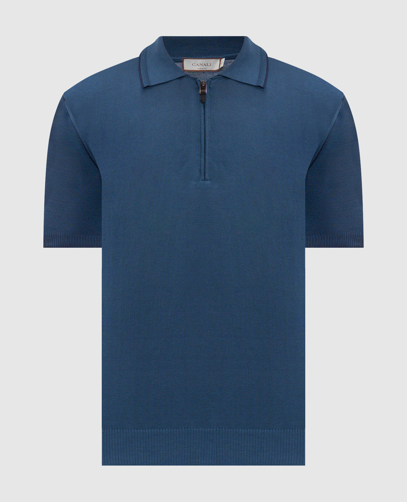 Синее поло с молнией