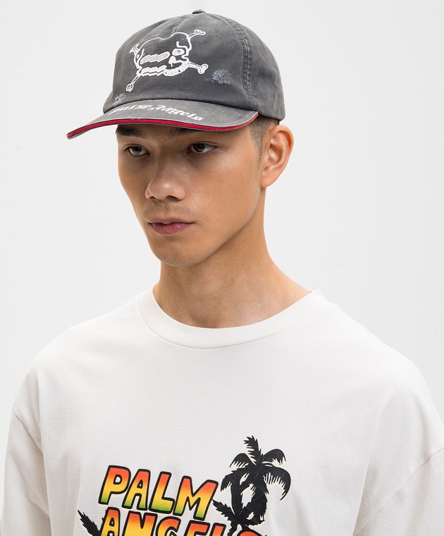 Palm Angels Сіра кепка з принтом PMLB104S26FAB006 зображення 2