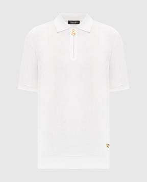 Stefano Ricci Белое поло с шелком в узор K818105P31F26171