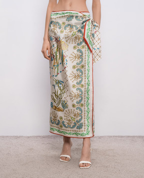 MANTERO 1902 Парео Dorothy кольору айворі із шовку в принт 1049F2811T0880D