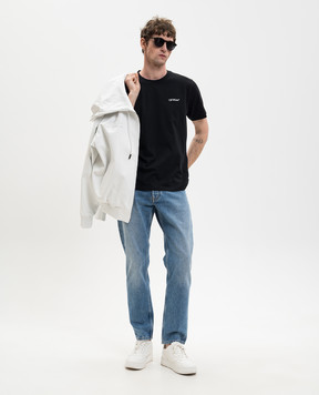 Off-White Чорна футболка з емблемою Metal Arrow 44MAA027S26J001