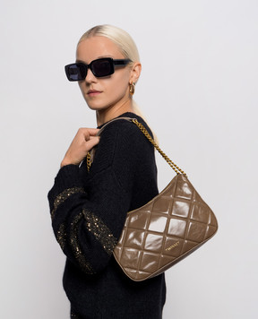 Twinset Коричнева шкіряна глянцева сумка Liliane 262TD8151