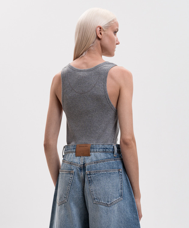 Vetements Серая майка в рубчик с принтом MH27TT215G изображение 4