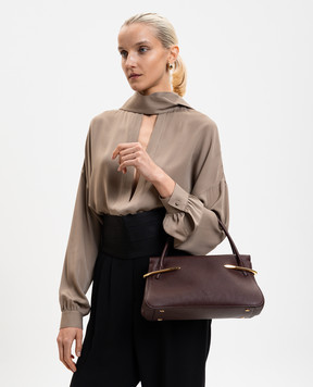 Givenchy Бордова шкіряна сумка-тоут Pinch з логотипом BB5158B2DG