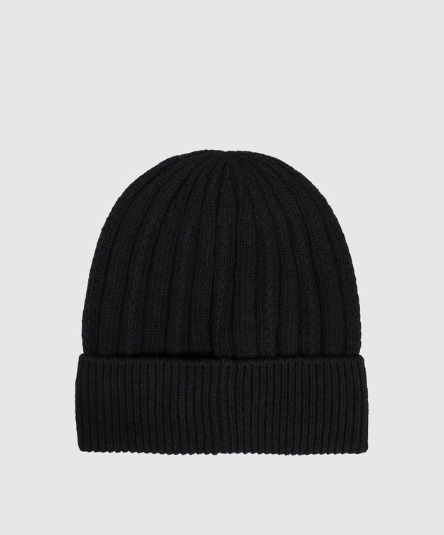 Moncler Черная шапка из шерсти с нашивкой логотипа L20933B00016M1241 изображение 3