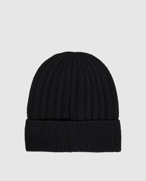 Moncler Чорна шапка з вовни з нашивкою логотипа L20933B00016M1241