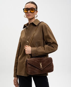 Saint Laurent Коричнева замшева стьобана сумка LOULOU 801439AAEY6