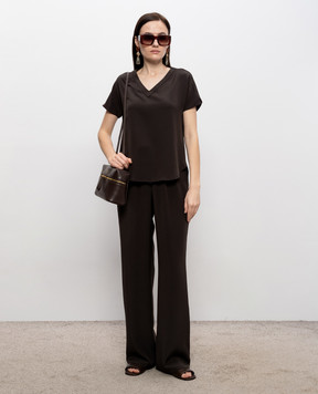 Kiton Коричнева футболка із шовком D47454K0977A