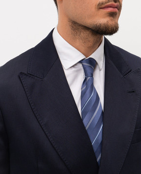 Brunello Cucinelli Синя краватка із шовку в смужку MR8450018