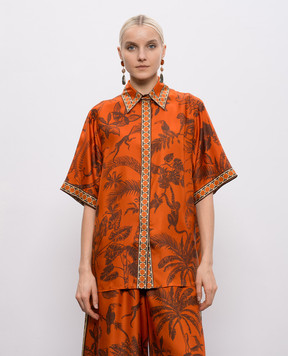 Alemais Оранжевая блуза Monkey Dance из шелка 6881T