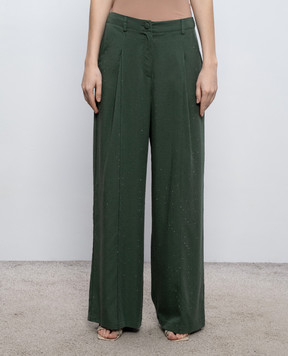 Twinset Зелені штани з кристалами 261LL2PDD