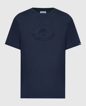 Stefano Ricci Синяя футболка с вышивкой эмблемы MNH6104970803