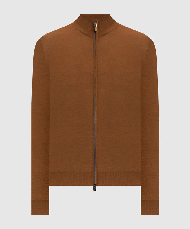 Canali Кардиган коричневого кольору з вовни MK01149C0022