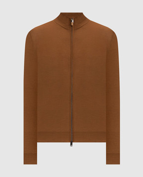 Canali Кардиган коричневого цвета из шерсти MK01149C0022