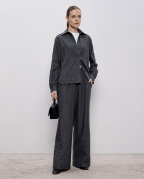 Ermanno Scervino Life Серые брюки с вышивкой D474P300XQH
