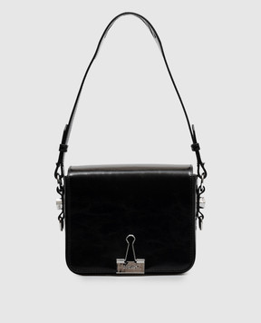 Off-White Чорна шкіряна глянцева сумка Binder Flap OWWNN04F26LT01