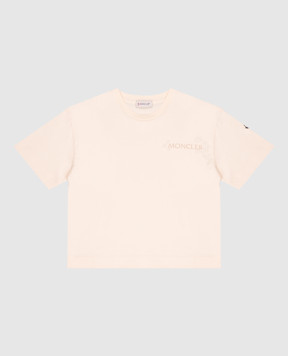 Moncler ENFANT Дитяча бежева футболка з принтом логотипа L29548C0002783907