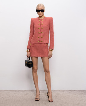 Balmain Рожева твідова спідниця міні з вовною GF0LBB50WD60