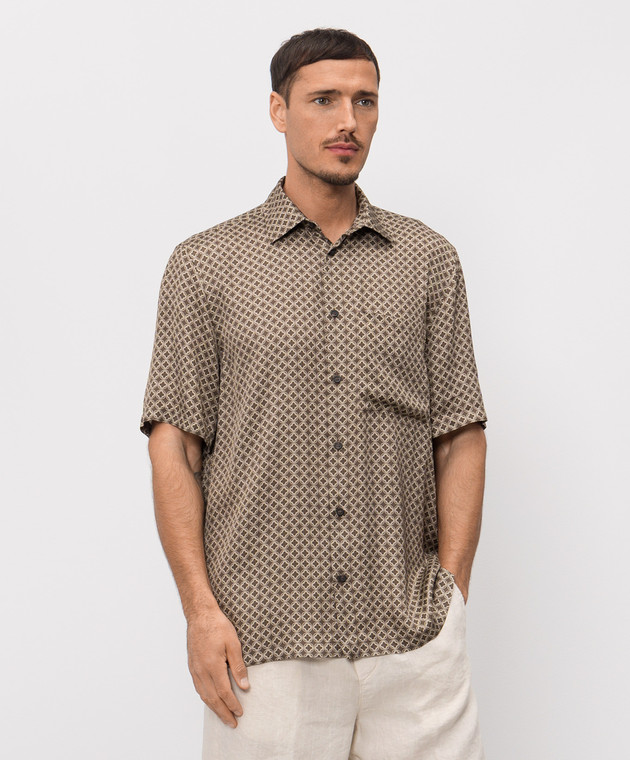 Peserico Коричнева сорочка в принт емблеми R56057Z08191 зображення 2