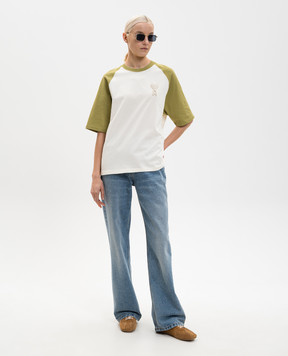 Ami Paris Бежевая футболка с нашивкой Ami de Coeur UTS379726