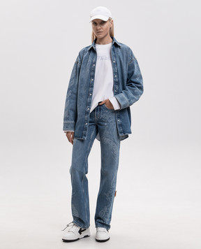 Off-White Сині джинси з принтом 2FM00605B