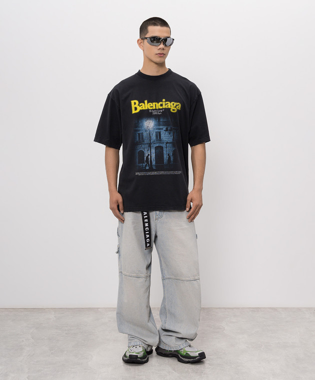 Balenciaga Чорна футболка The Address 764235TUVO6 зображення 2