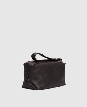 Ermenegildo Zegna Коричневий шкіряний несесер з логотипом BAGsh