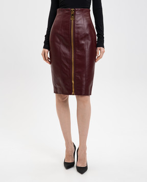 Balmain Бордовая кожаная юбка-карандаш FF0LC266LD63