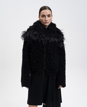 Ann Demeulemeester Черный кардиган с шерстью и перьями страуса B0013516KN082