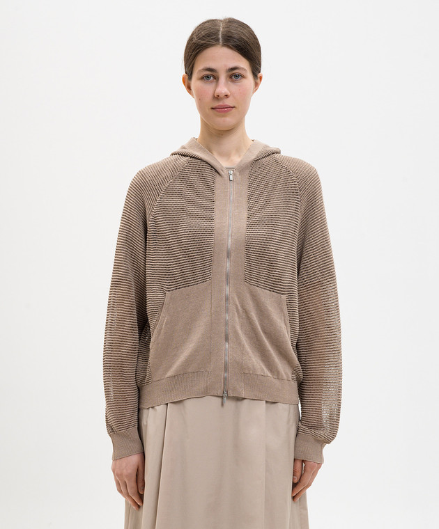 Peserico Коричневая спортивная куртка с льном S99115F129056T изображение 3