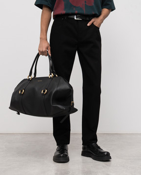 Alexander McQueen Черная кожаная сумка Farringdon Maxi 8456431VDEB