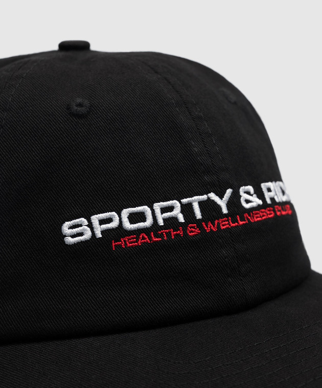 Sporty & Rich Черная кепка с вышивкой логотипа AC04082324BA01 изображение 4