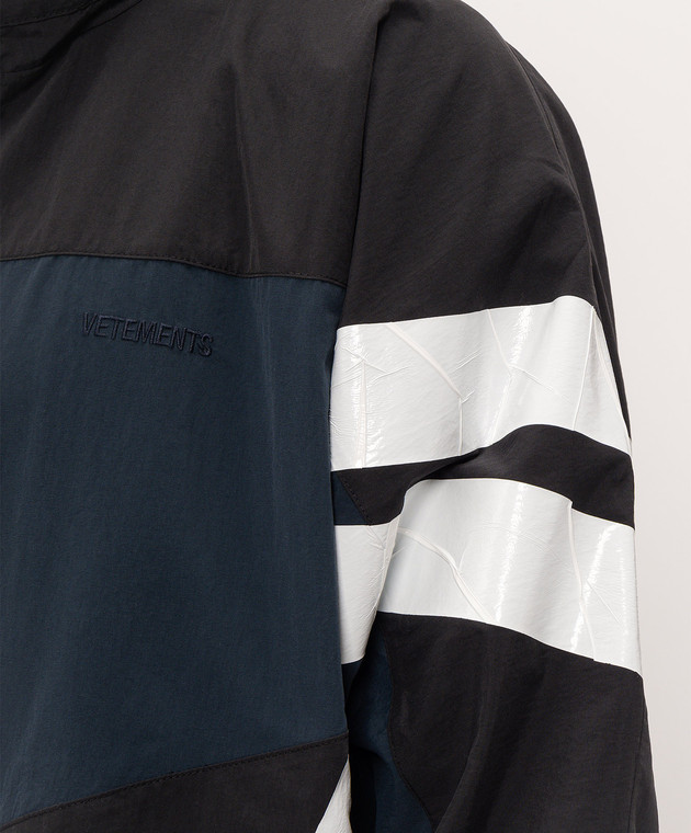 Vetements Черная спортивная куртка с вышивкой логотипа MH27TJ107B изображение 5