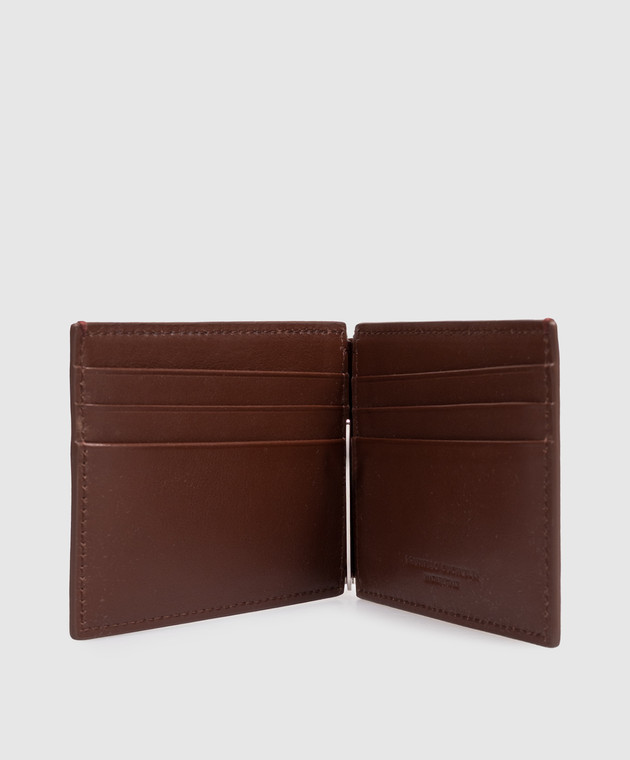 Brunello Cucinelli Коричневый кожаный портмоне с тиснением эмблемы MWZNBU440 изображение 3