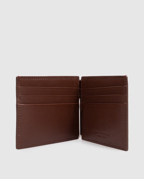 Brunello Cucinelli Коричневый кожаный портмоне с тиснением эмблемы MWZNBU440