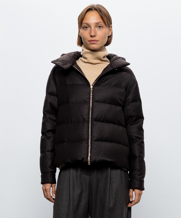 Herno Пуховая коричневая куртка из шерсти и шелка PI002252D33541 изображение 3