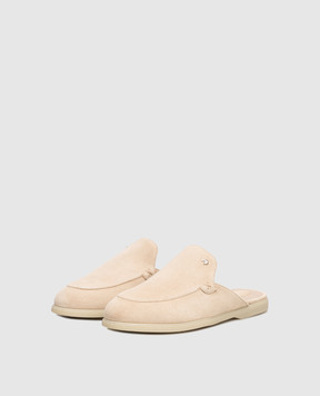 Stefano Ricci Бежеві замшеві мюлі з емблемою UC64G2396SDP