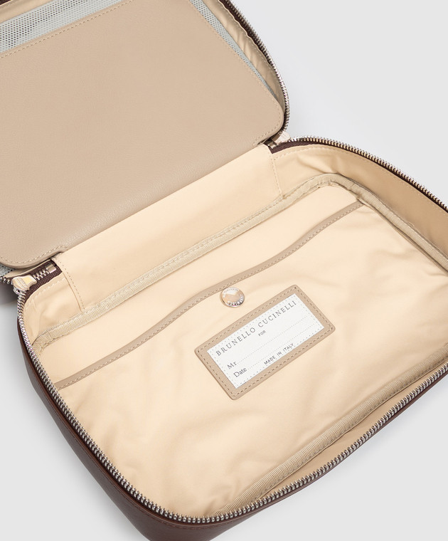 Brunello Cucinelli Коричневый кожаный несесер MWZNBU441 изображение 3