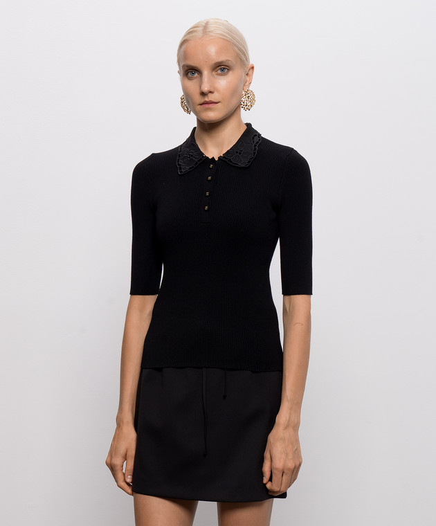 Twinset Черное поло в рубчик 262TP3380 изображение 3