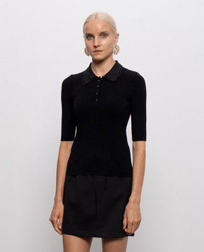 Twinset Черное поло в рубчик 262TP3380