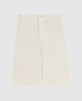 Off-White Бежеві махрові шорти у візерунок логотипа 44MCB092C9J001